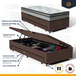 Cama Box Baú com Colchão Espuma D33 Pillow In Anjos Ortosleep + Auxiliar Unique Solteiro 88cm - 5