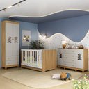 Ver imagem 2 de Quarto de Bebê Completo Berço Americano 3 em 1 Colchão Fofura Multimóveis Mp4673 Madeirado/off