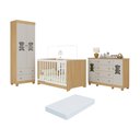 Ver imagem 1 de Quarto de Bebê Completo Berço Americano 3 em 1 Colchão Fofura Multimóveis Mp4673 Madeirado/off
