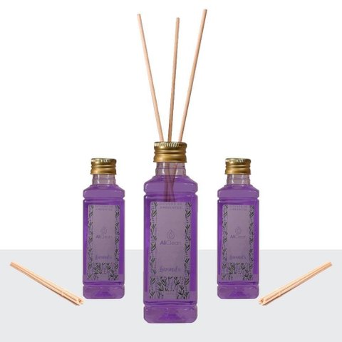 3 Difusores Aromatizador de Ambientes com Varetas Lavanda