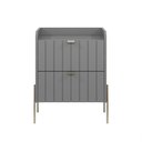 Ver imagem 2 de Mesa de Cabeceira Canto Lateral de Cama Quarto Moriah 45cm Cinza com Champagne