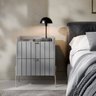Mesa de Cabeceira Canto Lateral de Cama Quarto Moriah 45cm Cinza com Champagne - 3
