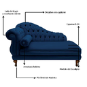 Ver imagem 3 de Recamier Decorativo Larissa 160 Cm Esquerdo de Quem Senta Corano Azul Marinho - Incasa Decor
