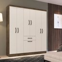 Ver imagem 1 de Roupeiro 6 Portas 181cm x 159,5cm x 40cm Laguna Marrom/Itaúba/Off White
