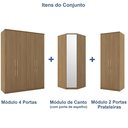 Ver imagem 4 de Guarda Roupa Modulado de Canto 7 Portas com Espelho 3 Peças Decor Marrom/Freijó