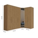 Ver imagem 2 de Guarda Roupa Modulado de Canto 7 Portas com Espelho 3 Peças Decor Marrom/Freijó
