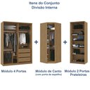 Ver imagem 6 de Guarda Roupa Modulado de Canto 7 Portas com Espelho 3 Peças Decor Marrom/Freijó
