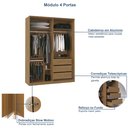 Ver imagem 7 de Guarda Roupa Modulado de Canto 7 Portas com Espelho 3 Peças Decor Marrom/Freijó