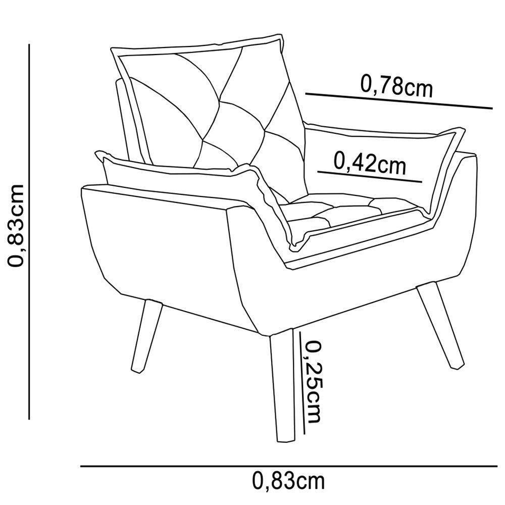 Namoradeira Com Poltronas Opala Suede Cinza - 2