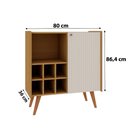 Ver imagem 3 de Buffet com Adega 80cm Porta Frisada Pés de Madeira 100% Mdf Cor:cinamomo com White Laca Frisado