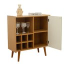 Ver imagem 4 de Buffet com Adega 80cm Porta Frisada Pés de Madeira 100% Mdf Cor:cinamomo com White Laca Frisado
