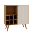 Ver imagem 2 de Buffet com Adega 80cm Porta Frisada Pés de Madeira 100% Mdf Cor:cinamomo com White Laca Frisado