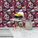 Ver imagem 2 de Papel de Parede Vintage Caveiras Mexicanas - 1,50x0,50m