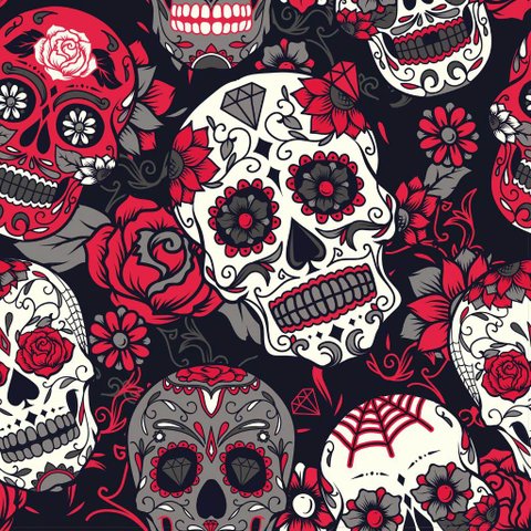 Papel de Parede Vintage Caveiras Mexicanas - 1,50x0,50m