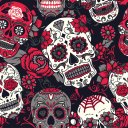 Ver imagem 1 de Papel de Parede Vintage Caveiras Mexicanas - 1,50x0,50m