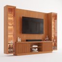 Ver imagem 2 de Rack com Painel com 2 Cristaleiras para TV até 75 Polegadas Ripado LED 100% MDF 190,5x294cm Valência