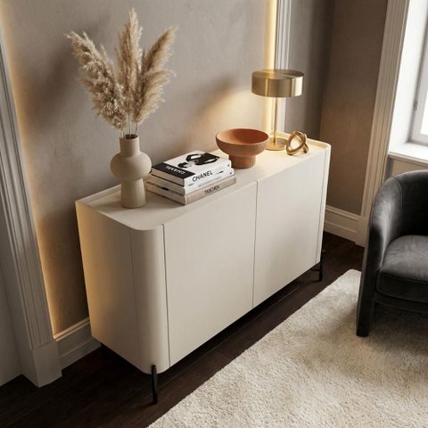 Balcão Buffet Bend 2 Portas MDF 98,5cm Luna com Preto Casa Lar Shop