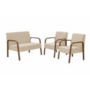 Ver imagem 1 de Conjunto Poltronas Jade Braço Madeira Suede Bege
