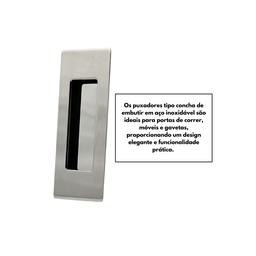 Puxador Concha de Embutir para Porta Inox Polido 15cm - 7