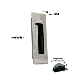 Puxador Concha de Embutir para Porta Inox Polido 15cm - 3