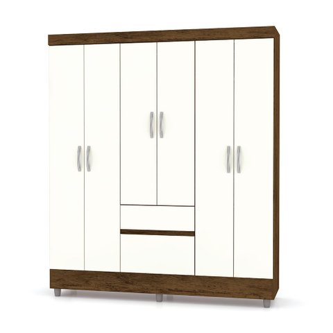 Guarda Roupa Solteiro 6 Portas 153 Cm Cm Rio Plus Nature - Pallazio