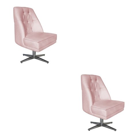 Kit 02 Poltrona Decorativa Paris Corino Rosa Bebe Dominic Decor