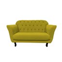 Ver imagem 4 de Kit Namoradeira + 1 Poltrona Decorativa Dália Couro Amarelo Pés Madeira Mz Decor
