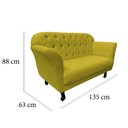Ver imagem 6 de Kit Namoradeira + 1 Poltrona Decorativa Dália Couro Amarelo Pés Madeira Mz Decor