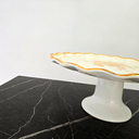 Ver imagem 3 de Prato Porta Bolo/torta com Pé - Floral -fio Ouro