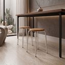 Ver imagem 1 de Kit 2 Banquetas para Cozinha com Base de Aço Cumbuca Branco/Nature