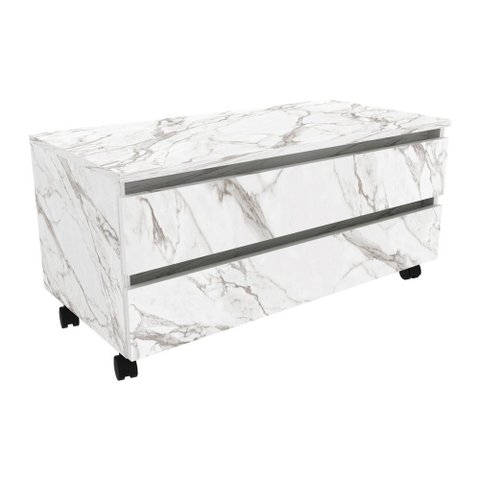 Gabinete Banheiro 2 Gavetas com Rodízios 80cm Multimóveis VCR10083 Mármore Branco