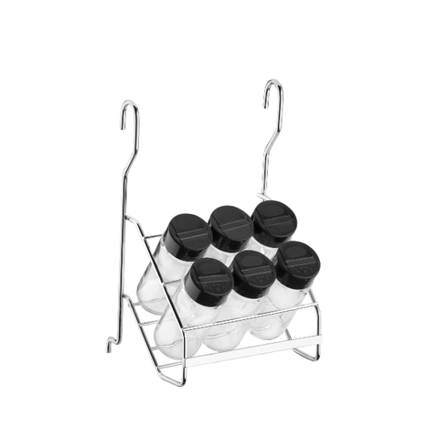 Suporte para Temperos para barra Organizador Cozinha 6 potes:Cromado