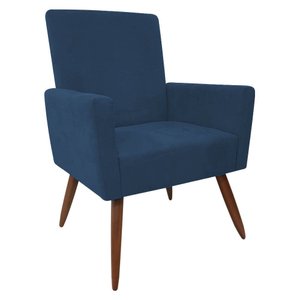 Cadeira Poltrona para Sala Nina Confortável e Reforçada Veludo Azul Marinho