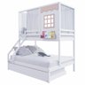 Treliche Casinha Reta Casal/ Solteiro com Cortina Madeira Maciça Branco/ Rosa Housin - 2