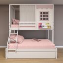 Ver imagem 1 de Treliche Casinha Reta Casal/ Solteiro com Cortina Madeira Maciça Branco/ Rosa Housin