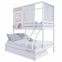 Ver imagem 5 de Treliche Casinha Reta Casal/ Solteiro com Cortina Madeira Maciça Branco/ Rosa Housin