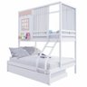 Treliche Casinha Reta Casal/ Solteiro com Cortina Madeira Maciça Branco/ Rosa Housin - 5