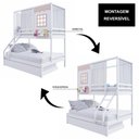 Ver imagem 6 de Treliche Casinha Reta Casal/ Solteiro com Cortina Madeira Maciça Branco/ Rosa Housin