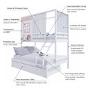 Ver imagem 3 de Treliche Casinha Reta Casal/ Solteiro com Cortina Madeira Maciça Branco/ Rosa Housin