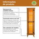Ver imagem 2 de Cristaleira Organizadora Elegante Funcional 1 Porta com LED Madeira Maciça Alta Torre Domus Freijó