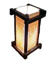 Ver imagem 1 de Abajur de Mesa Japonês Rústico com Telinha de Bambu para Sala ou Quarto, Feito de Madeira, Ideal Par