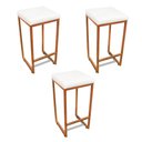 Ver imagem 1 de Banqueta Alta para Cozinha Industrial Kit 3 Nick Bronze e Sintético branco D03 - D'Rossi