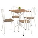 Ver imagem 1 de Kit Mesa de Jantar Thaisa 67,5cm com 04 Cadeiras Texas Ratan Ferro Branco - Pallazio