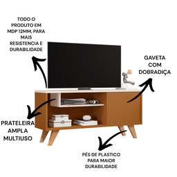Rack Multiuso Moderno para Tv até 42 Pol. com Prateleiras:off/ype - 2