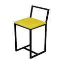 Ver imagem 2 de Kit 2 Banqueta Baixa Para Cozinha Preta Industrial Assento Estofado  