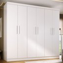 Ver imagem 1 de Guarda-roupa Solteiro Lancaster 6 Portas 3 Gavetas 100% Mdf Branco - Panorama Móveis