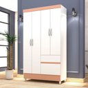 Ver imagem 2 de Guarda Roupa Solteiro 4 Portas 102 Cm Rio Plus Branco/camarim - Pallazio