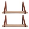 Kit 2 Prateleiras de Madeira Maciça Pinus 60x15cm com alça Caramelo para sala cozinha banheiro - 1
