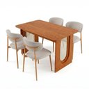 Ver imagem 2 de Conjunto de Jantar Mesa Tali 130cm e 4 Cadeiras Ema CabeCasa MadeiraOriginals Marrom/Prata
