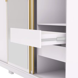 Guarda Roupa Casal 2 M Porto 3 Portas de Correr com Espelho: Branco/camarim - 5
